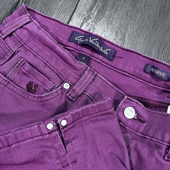 Gloria Vanderbilt Amanda Capri 4 Purple Stretch Denim Jeans Casual‎ Beach READ - Picture 1 of 10